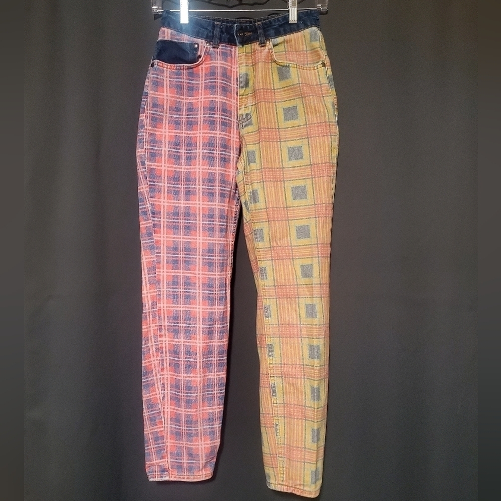 The Ragged Priest Jeans Plaid Funky Abstract Neon Dollskills Size 26 - Picture 4 of 13